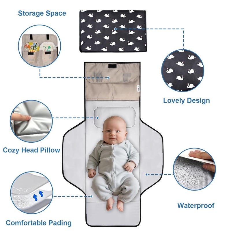 outtip 31" X 24.2" Extra Long Large Lightweight Toddler Diaper Changing Pad Travel, Cute Design 1-36 Month Infant Foldable Baby Changing Mat Wipeable, Changing Pad Portable for Station, Car, Stroller - Image 3